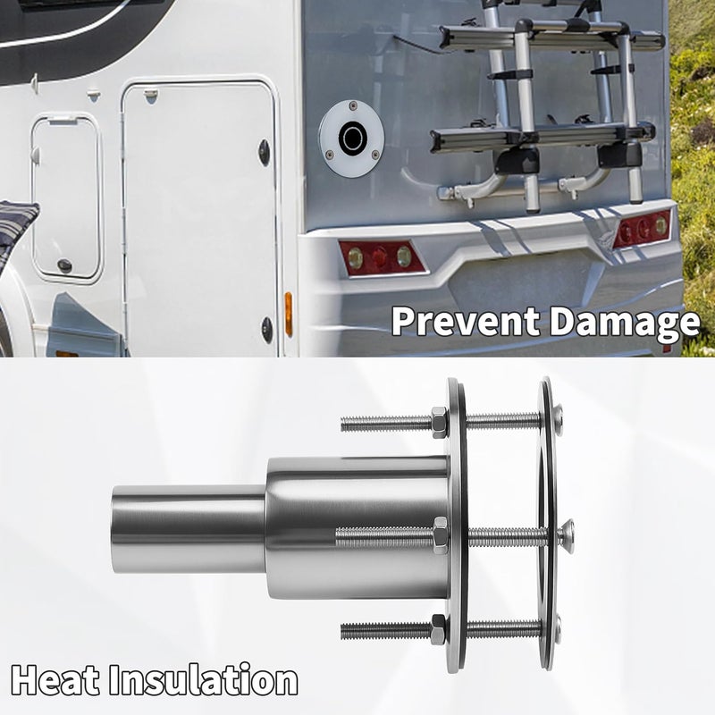 TaShow Thru Hull Exhaust for Boats - 2 Pack 316 Stainless Steel Diesel Heater Exhaust Pipe Thru Wall with Heat Insulation for Damage Prevention, Easy to Install, Suitable for 24mm Pipe, for Boat, RV, Garage - Image 4